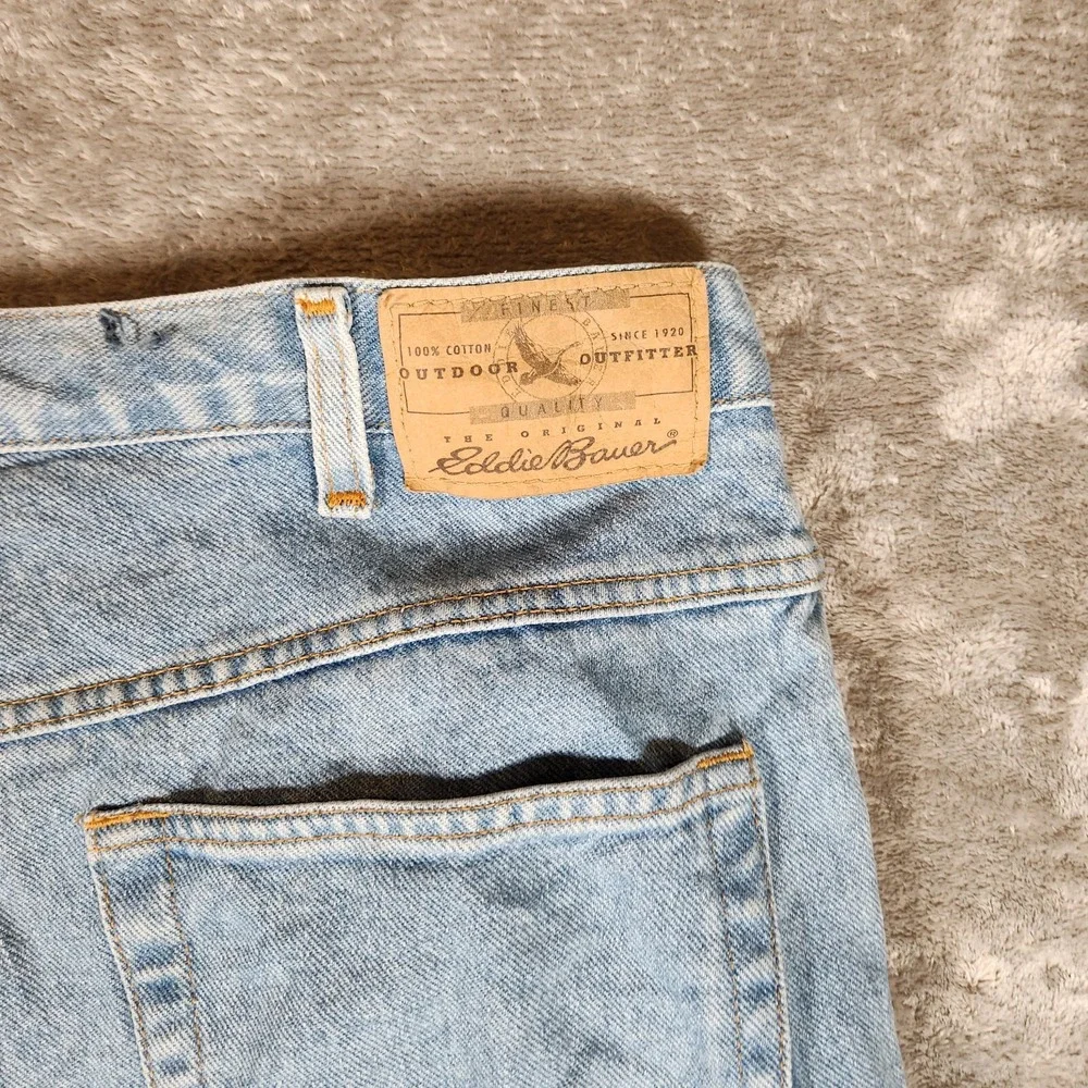Vintage Eddie Bauer Jeans Men's 37X31 (Tag‎ 38X30) Tapered Leg Blue Denim Pants
